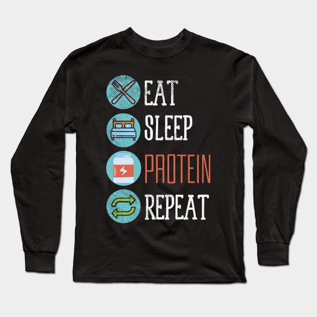 Eat Sleep Protein Repeat Long Sleeve T-Shirt by maxdax